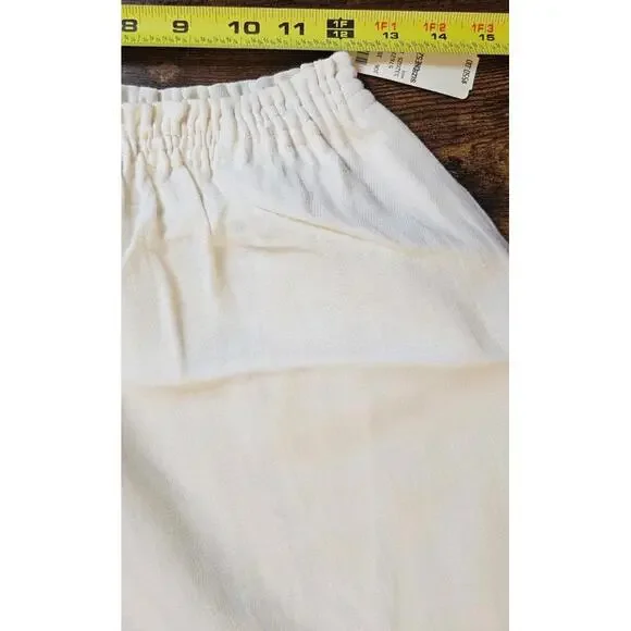 ZORAN Vintage Beige 100% Linen Chiffon Elastic Waist Wide-Leg Pants One Size NWT